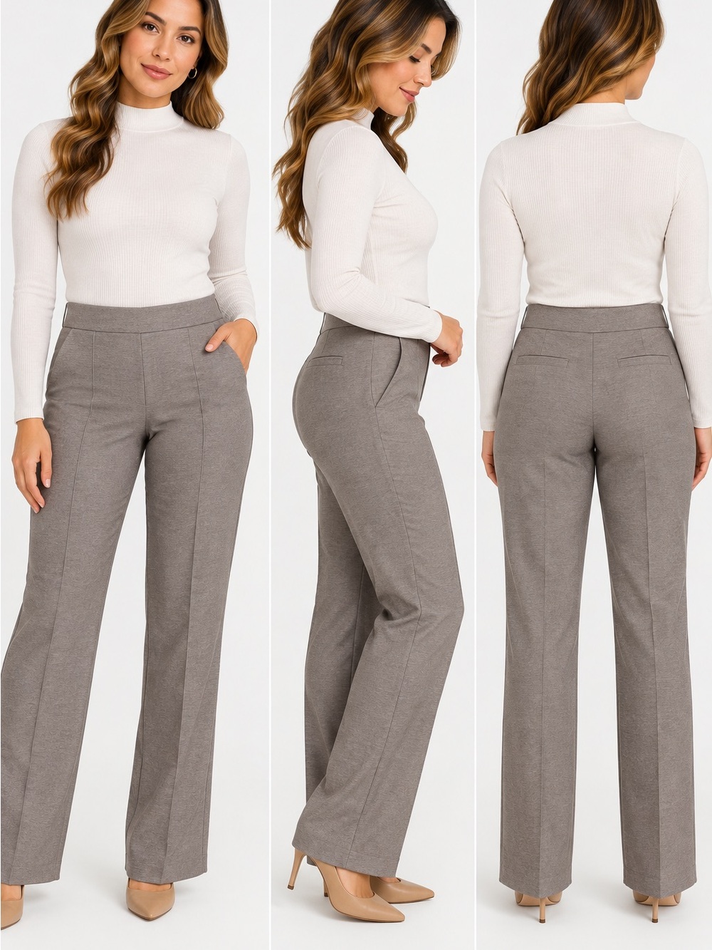 Chico’s So Slimming Women’s Size 1 Gray Straight Leg Stretch Pants